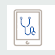 icono tableta con un estetoscopio en la pantalla